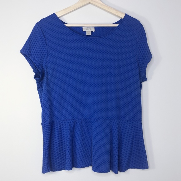 LOFT Tops - Loft Blue Textured Peplum Hem Top Size - XL